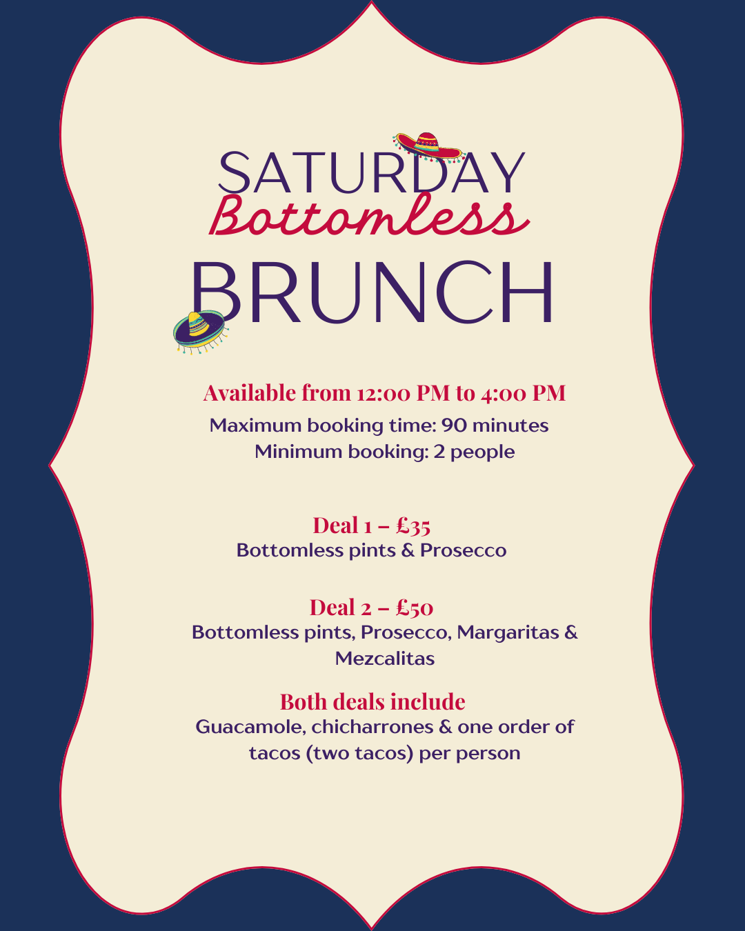 Saturday Bottomless Brunch Battersea | Unlimited Drinks & Tacos | Azteca Öme